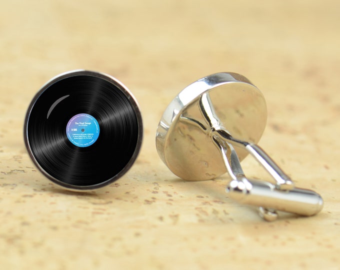 Vinyl disc cufflinks Music cuff links men gift  fan women