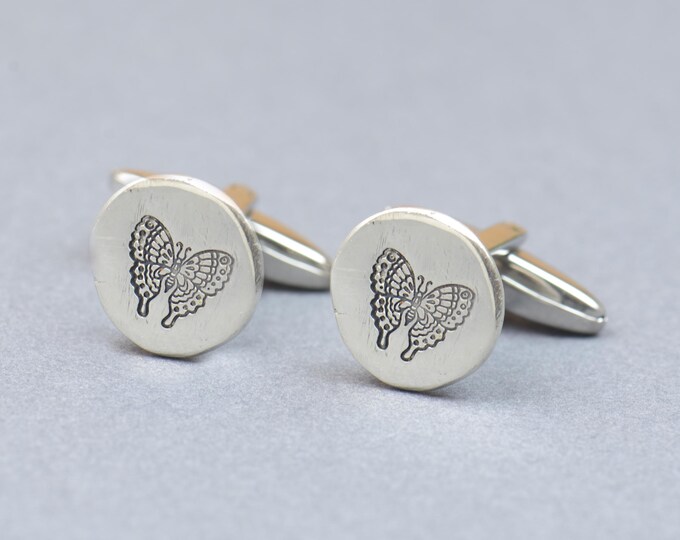 Butterfly sterling silver cufflinks.Men accessories,Cuff links-Butterfly lovers.Mens gift
