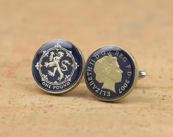 Enamel coin pound  Cufflinks.United Kingdom.Great Britain Coin Collector Gifts,Dad Coin Gift,Upcycled,mens gift accessories jewelry.Lion