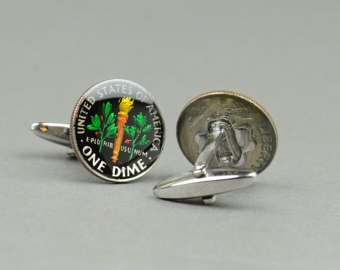 Coin Cufflinks - one dime coin United States Coin Collector Gifts,Dad Coin Gift,Upcycled,mens gift accessories jewelry
