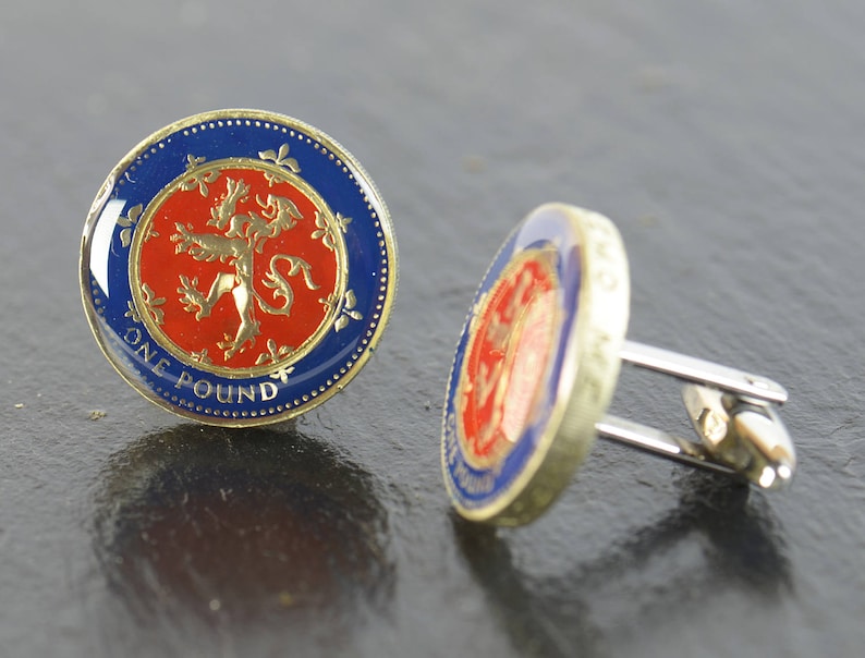 Enamel coin pound Cufflinks.United Kingdom.Great Britain Coin Collector Gifts,Dad Coin Gift,Upcycled,mens gift accessories jewelry