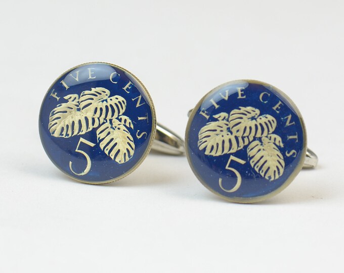 Cufflinks Singapore enamel Coin Coin Collector Gifts,Dad Coin Gift,Upcycled,mens gift accessories jewelry