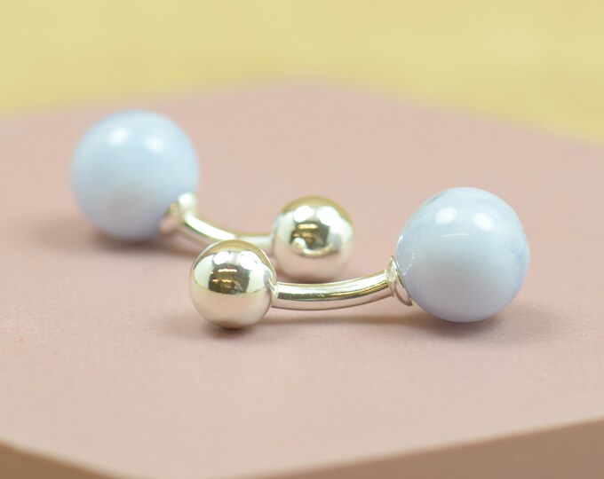 Chalcedony and sterling silver Gemstone Cufflinks