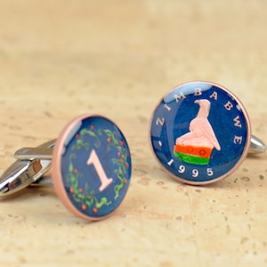 Cufflinks Zimbabwe enamel Coin Cuff links accessories mens gift jewelry