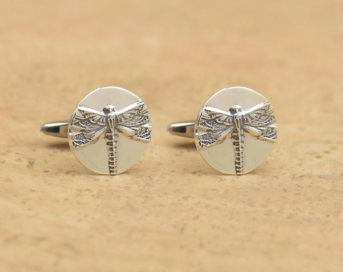 Dragonfly sterling silver cufflinks.Men accessories,Cuff links-Dragonfly lovers.Mens gift