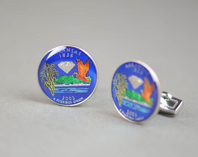 Cufflinks Arkansas coin men United States Accessories mens cuff links gift jewelry