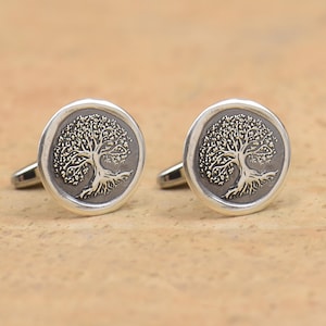 Sterling silver Tree of life cufflink, life tree cufflinks, tree cuff links, wedding cufflinks, groom cufflinks