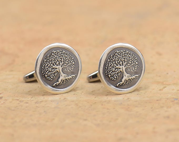 Sterling silver Tree of life cufflink, life tree cufflinks, tree cuff links, wedding cufflinks, groom cufflinks