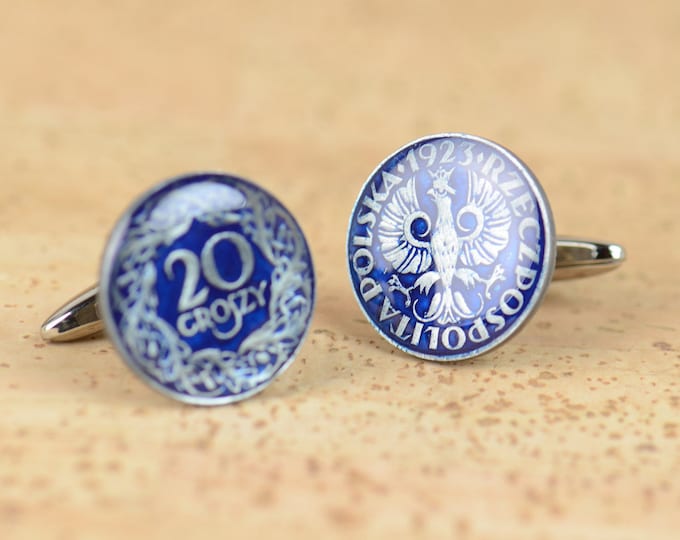 Enamel  Cufflinks-Poland Coin Coin Collector Gifts,Dad Coin Gift,Upcycled,mens gift accessories jewelry