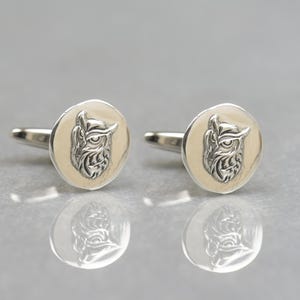 Owl sterling silver cufflinks.Men accessories,Cuff links- Owl lovers