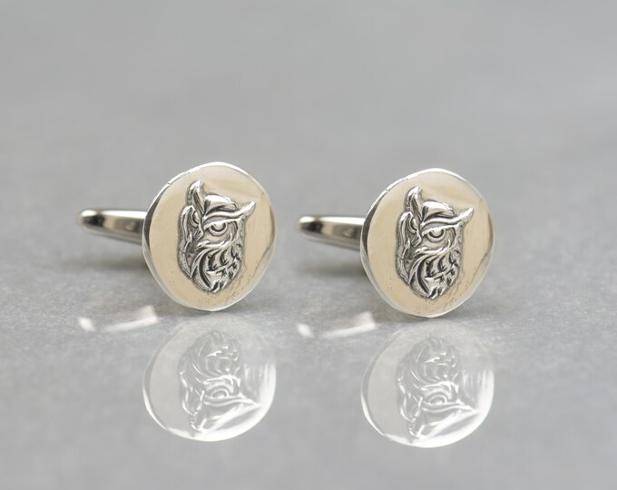 Owl sterling silver cufflinks.Men accessories,Cuff links- Owl lovers