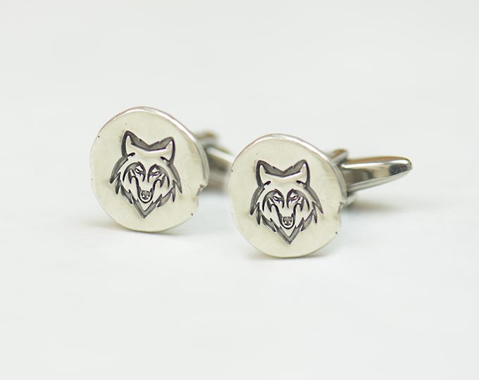 Wolf sterling silver cufflinks.Men accessories,Stainless steel, spiritual Cufflinks, wild life ,Celtic Cufflinks.Wolf cufflinks