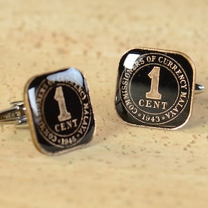 Enamel Cufflinks-Malaysia Coin Coin Collector Gifts,Dad Coin Gift,Upcycled,mens gift accessories jewelry