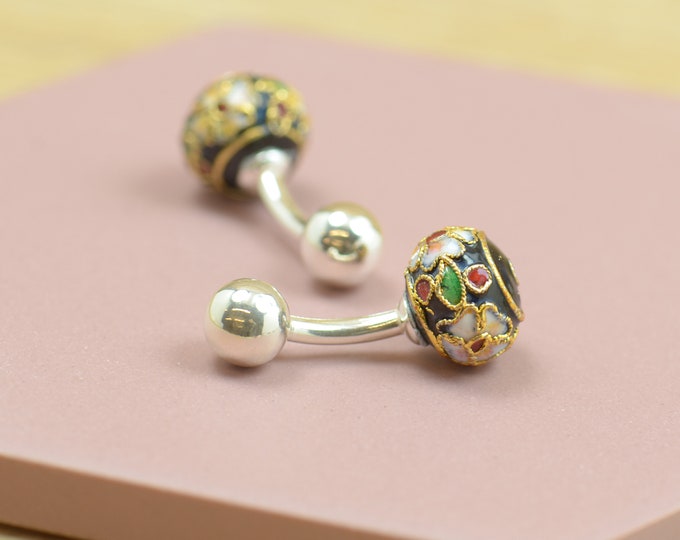 Cufflinks made with a cloisonne enamel piece and sterling silver prong.Men or women accessories- Japanese