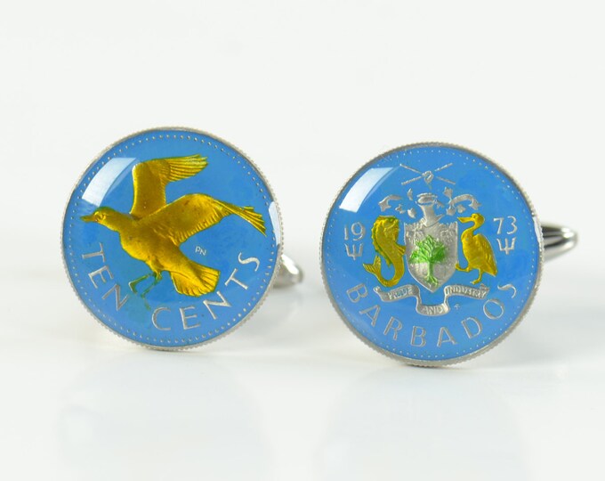 Cufflinks  Coin from Barbados Coin Collector Gifts,Dad Coin Gift,Upcycled,mens gift accessories jewelry