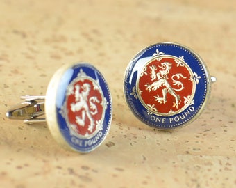 Enamel coin pound  Cufflinks.United Kingdom.Great Britain Coin Collector Gifts,Dad Coin Gift,Upcycled,mens gift accessories jewelry