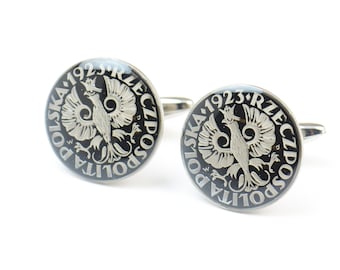 Enamel  Cufflinks-Poland Coin Coin Collector Gifts,Dad Coin Gift,Upcycled,mens gift accessories jewelry