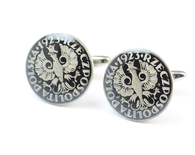 Enamel  Cufflinks-Poland Coin Coin Collector Gifts,Dad Coin Gift,Upcycled,mens gift accessories jewelry