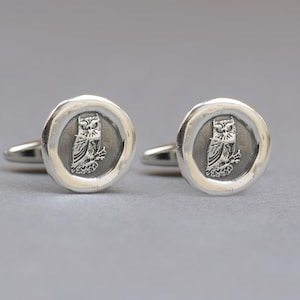 Owl sterling silver cufflinks.Men accessories,Cuff links- Owl lovers