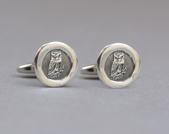 Owl sterling silver cufflinks.Men accessories,Cuff links- Owl lovers