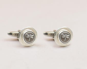 Men Accessories Gift Sterling Silver Dragonfly Cufflinks, Nature Inspired Design Handmade, Elegant Mens Jewelry, Groom & Father Of Bride