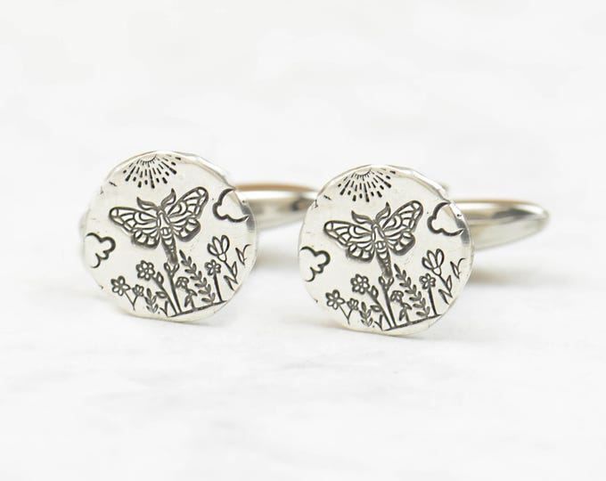 Butterfly sterling silver cufflinks.Men accessories,Cuff links-Butterfly lovers.Mens gift