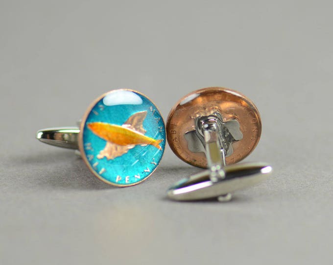 Isle of Man Cufflinks - enamel coins.Cuff links mens accessories gift jewelry