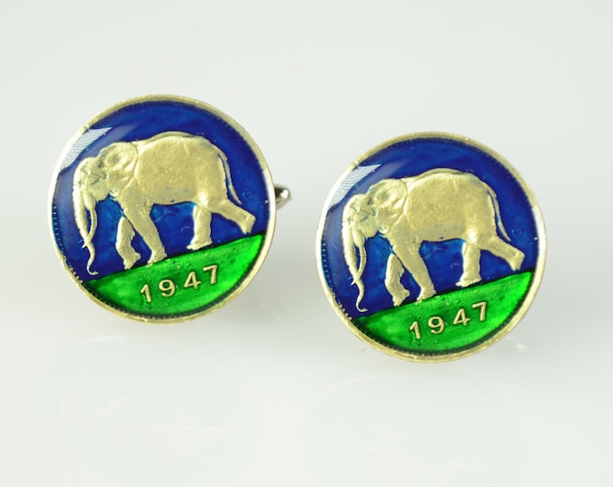 Cufflinks antique Elephant Congo coin Coin Collector Gifts,Dad Coin Gift,Upcycled,mens gift accessories jewelry