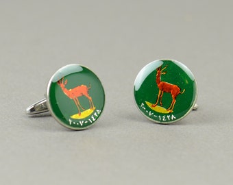 Deer Cufflinks.Coin from United Arab Emirates Coin Collector Gifts,Dad Coin Gift,Upcycled,mens gift accessories jewelry