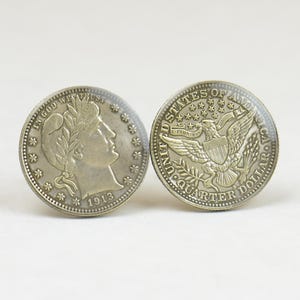 Cufflinks made with REPLICA coin of quarter dollar United States Cuff links accessories mens gift