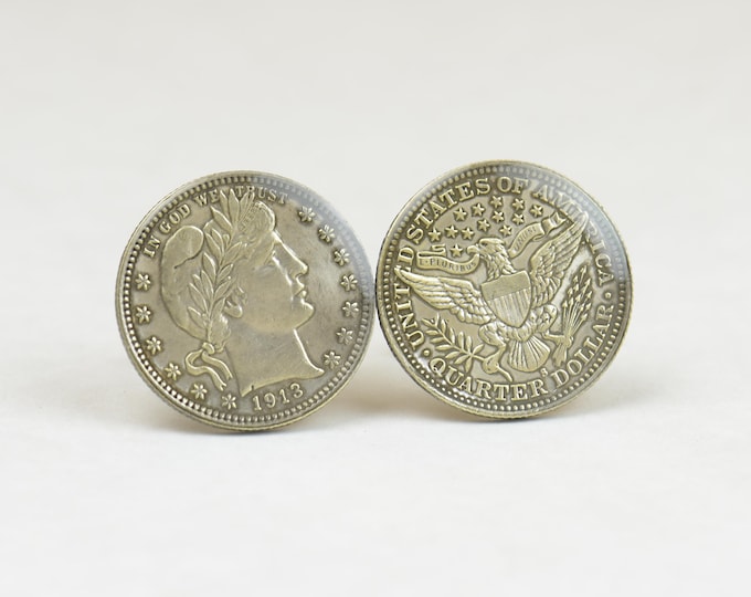 Cufflinks made with REPLICA coin of quarter dollar United States Cuff links accessories mens gift
