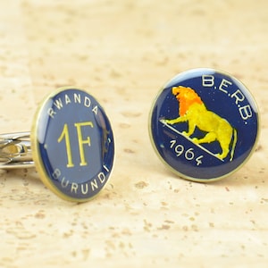Cufflinks Rwanda lion enamel Coin-mens accessories cuff links jewelry gift