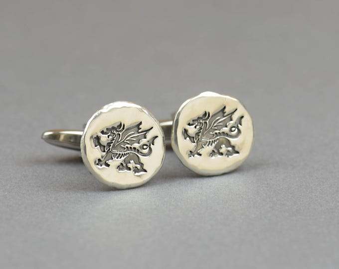 Welsh dragon sterling silver cufflinks.Men accessories,Stainless steel, spiritual Cufflinks, wild life ,Celtic Cufflinks.Dragon cufflinks