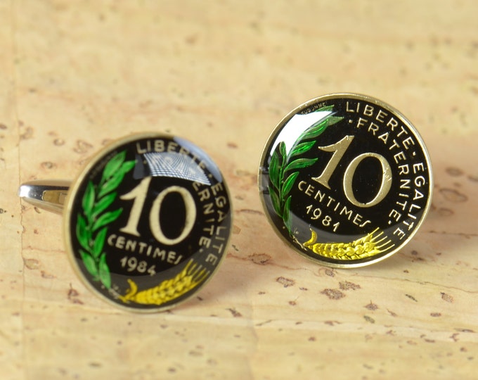 France Cufflinks Enamel Coin Coin Collector Gifts,Dad Coin Gift,Upcycled,mens gift accessories jewelry