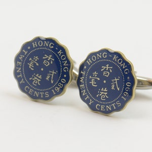 Hong Kong Cufflinks antique coin Coin Collector Gifts,Dad Coin Gift,Upcycled,mens gift accessories jewelry