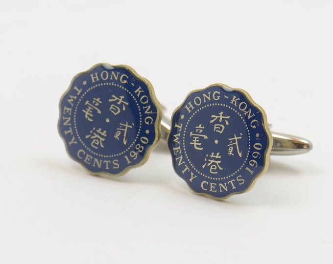 Hong Kong Cufflinks antique coin Coin Collector Gifts,Dad Coin Gift,Upcycled,mens gift accessories jewelry
