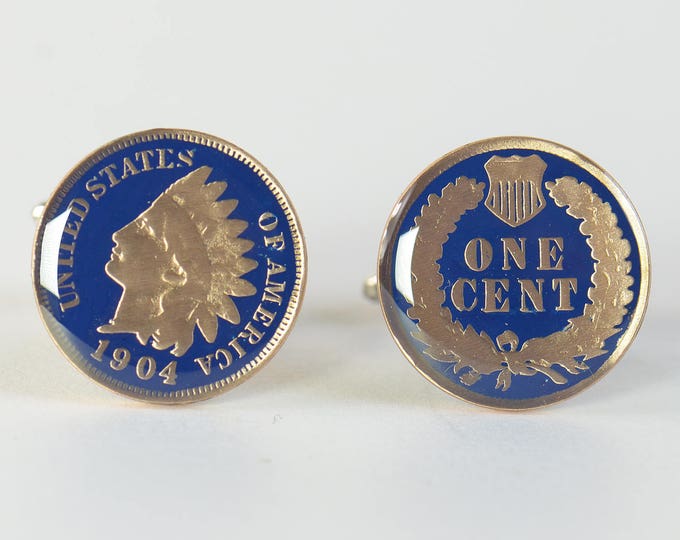 United States Antique cufflinks - US 1 cent Indian head coin Coin Collector Gifts,Dad Coin Gift,Upcycled,mens gift accessories jewelry