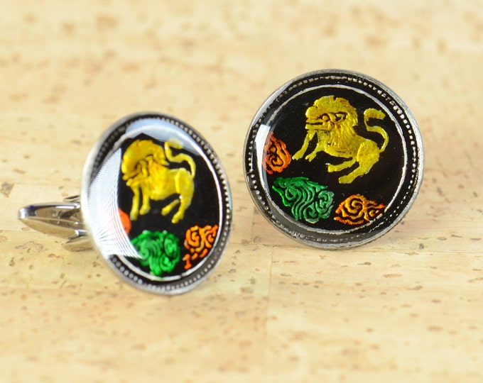 Cufflinks Chinese Horoscope coin Coin Collector Gifts,Dad Coin Gift,Upcycled,mens gift accessories jewelry