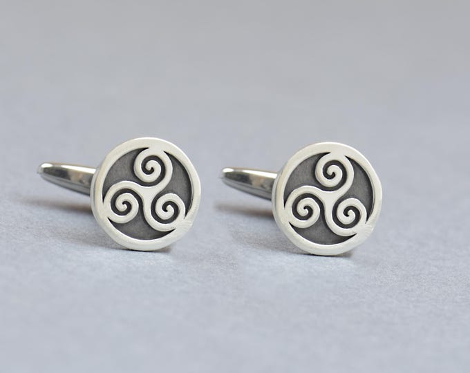 Celtic Triskelion sterling silver cufflinks.Men accessories,Stainless steel, Runes Cufflinks,triskel , Trisquele Celtic Cufflinks