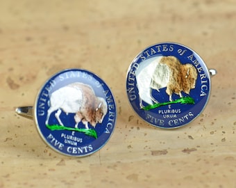 US Cufflinks Custom Personalized-5 cents Buffalo coin United States