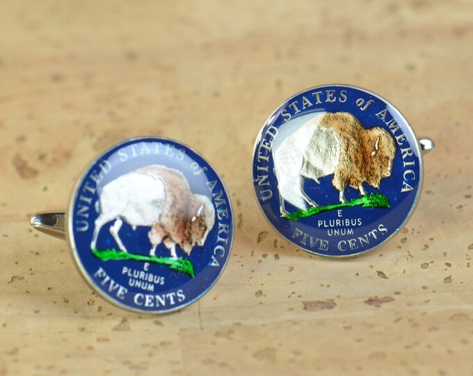 US Cufflinks Custom Personalized-5 cents Buffalo coin United States