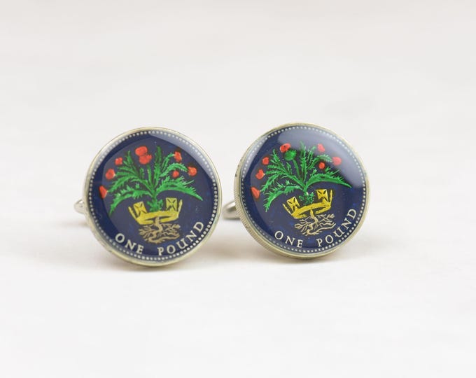 Enamel coin pounds Cufflinks.United Kingdom.Great Britain Coin Collector Gifts,Dad Coin Gift,Upcycled,mens gift accessories jewelry