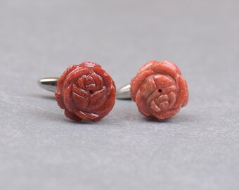 Coral flower Gemstone Cufflinks-Mens gifts-MEn accessories-Men gift