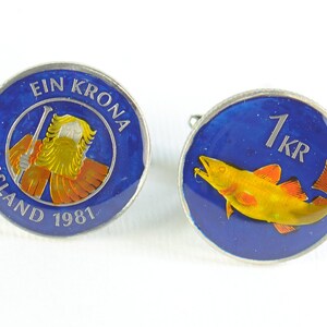 Cufflinks Iceland enamel Coin.Neptune cufflinks - Mens gifts - accessories men gift