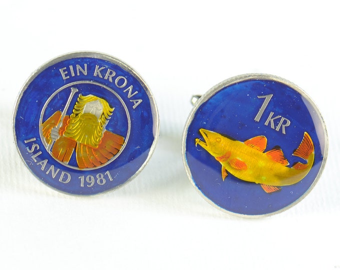 Cufflinks Iceland enamel Coin.Neptune cufflinks - Mens gifts - accessories men gift
