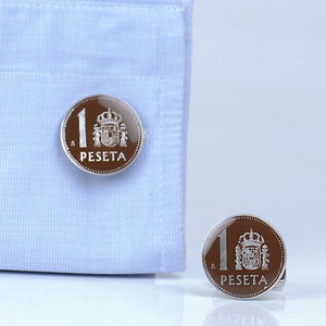 Cufflinks coin peseta Spain Coin Collector Gifts,Dad Coin Gift,Upcycled,mens gift accessories jewelry