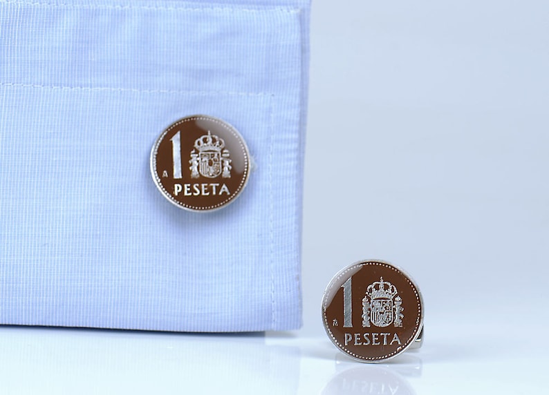 Cufflinks coin peseta Spain Coin Collector Gifts,Dad Coin Gift,Upcycled,mens gift accessories jewelry