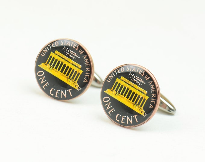 Antique cufflinks - US 1 cent coin Coin Collector Gifts,Dad Coin Gift,Upcycled,mens gift accessories jewelry