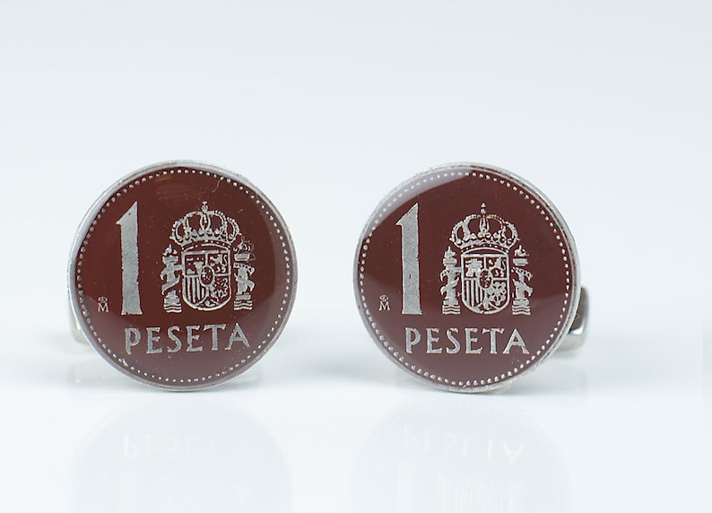 Cufflinks coin peseta Spain Coin Collector Gifts,Dad Coin Gift,Upcycled,mens gift accessories jewelry