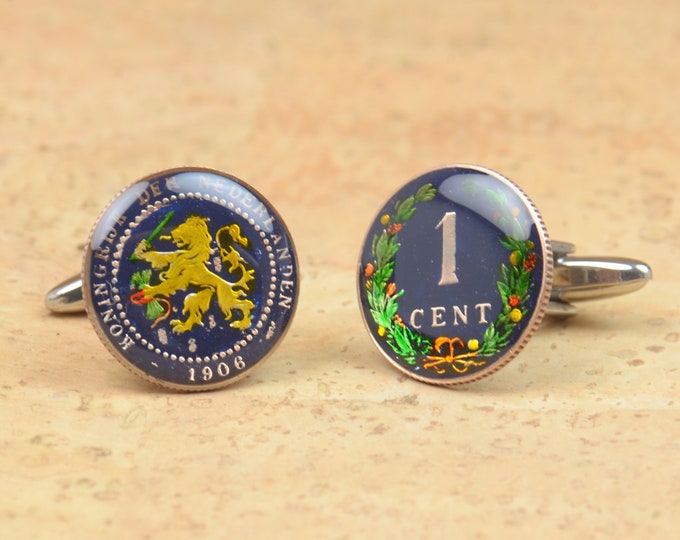 Holland Netherlands Cufflinks -Antique Coin Coin Collector Gifts,Dad Coin Gift,Upcycled,mens gift accessories jewelry